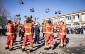 Cérémonie de remise de casque à l'Ecole des marins-pompiers de la Marine