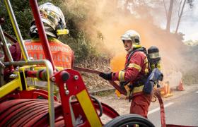 Les marins-pompiers en exercice feu de forêt